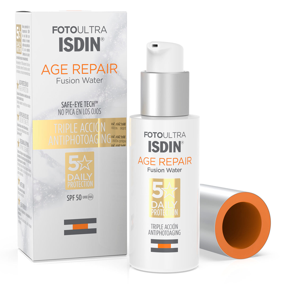 Isdin  Fotoultra Isdin 50+ Age Repair, Protector solar facial antiedad ultraligero que hidrata intensamente 50ml.