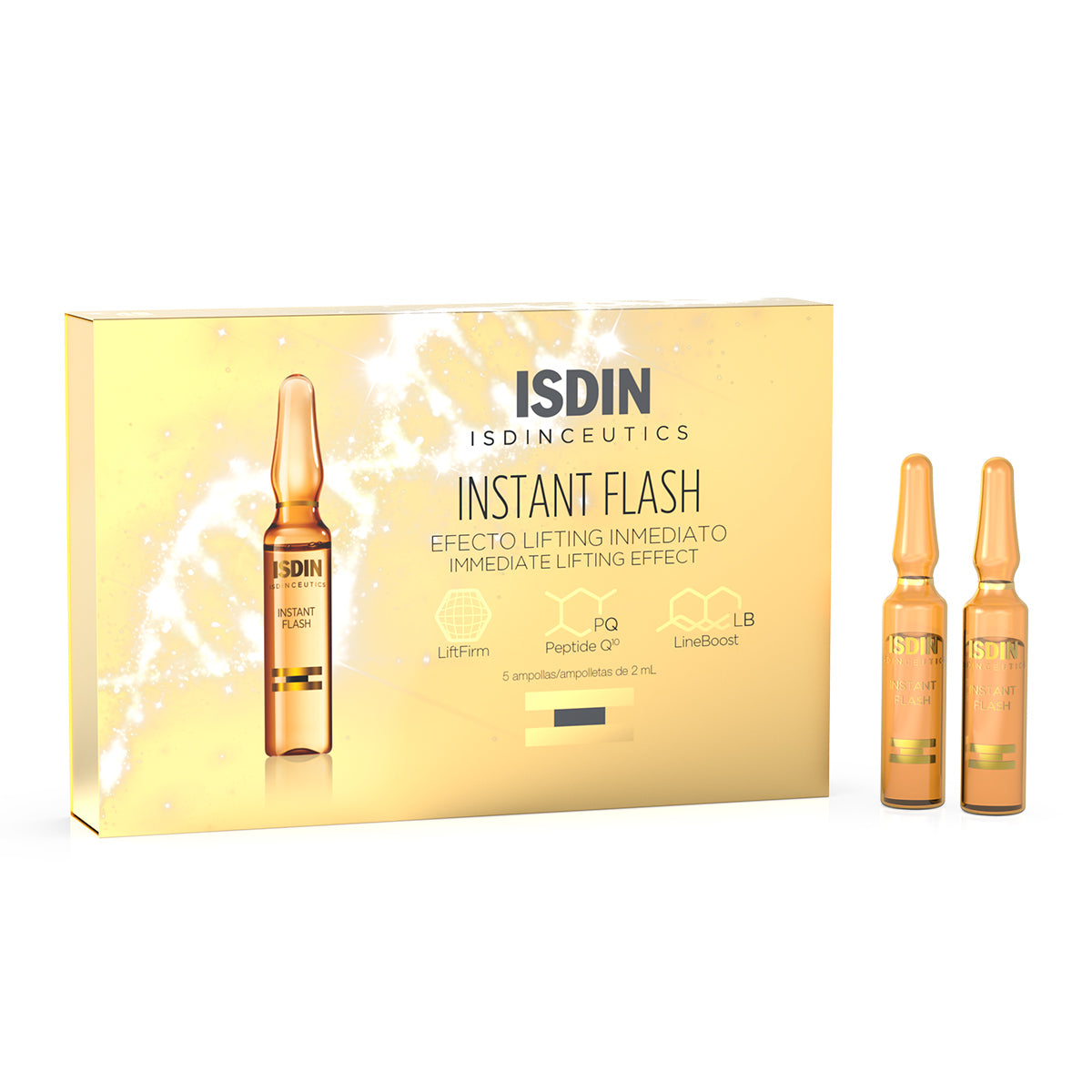 Isdin Isdinceutics Instant Flash, efecto lifting inmediato c/5 ampolletas.