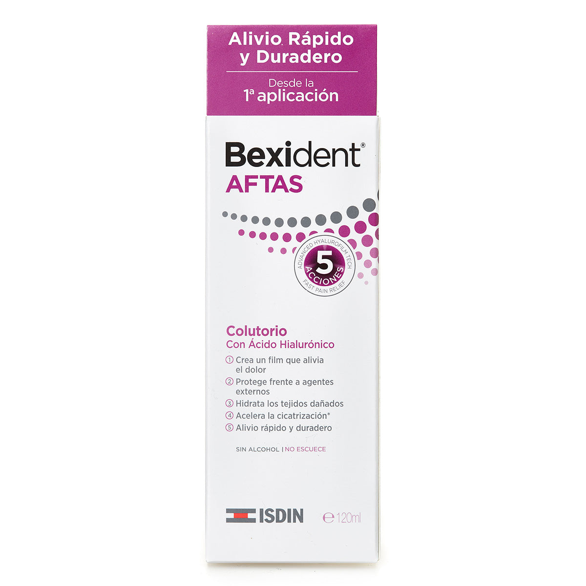 Isdin Bexident Aftas Colutorio, alivio rápido y duradero desde la 1ª aplicación 120ml.