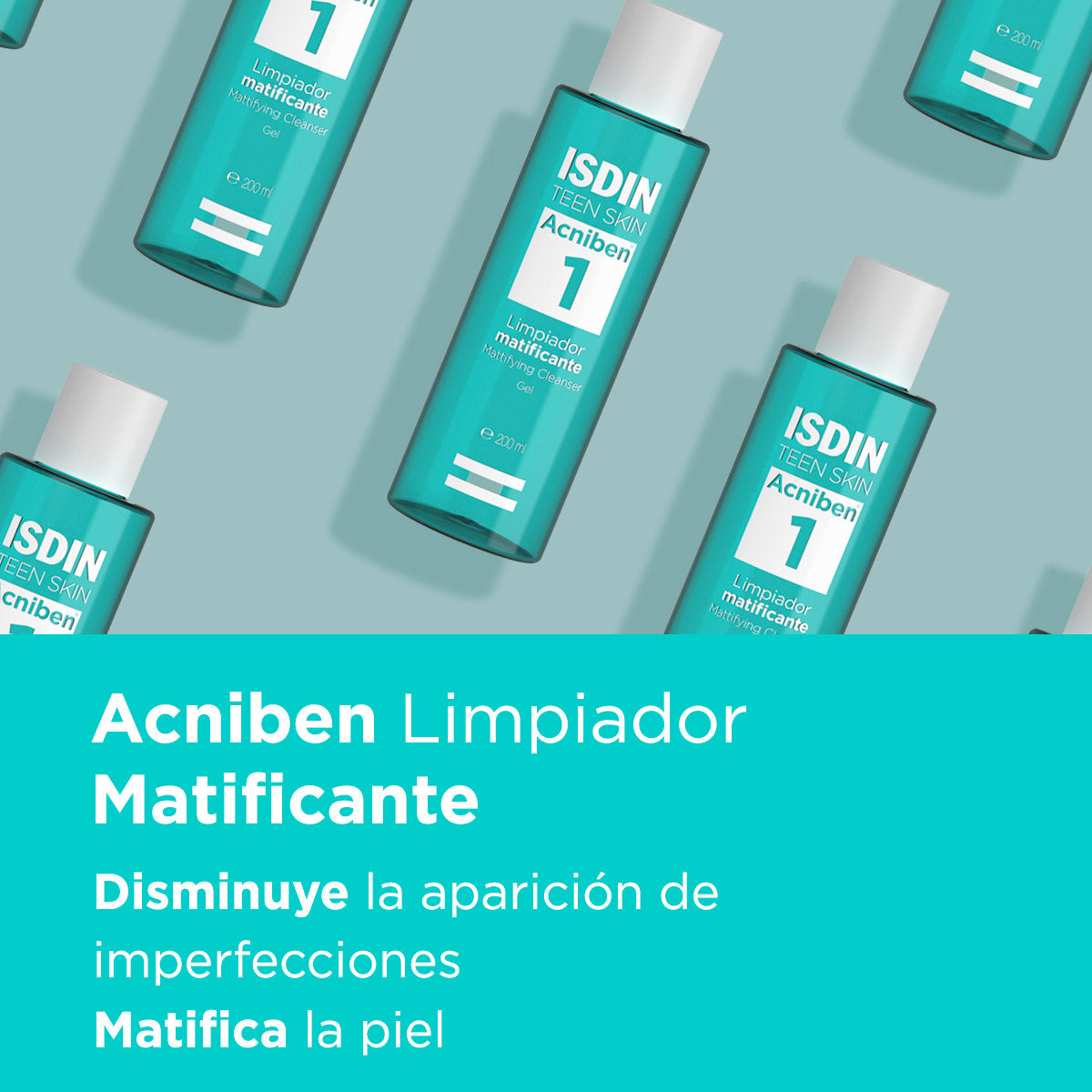 Isdin Acniben Gel Matificante, limpiador para piel grasa con tendencia acnéica 200ml.