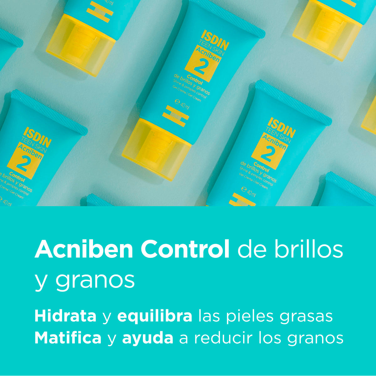 Isdin Acniben gel crema facial, control de brillos y granos 40ml.