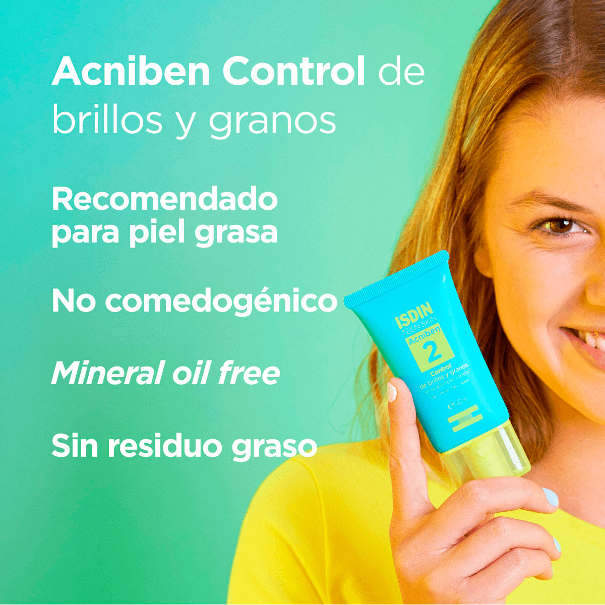 Isdin Acniben gel crema facial, control de brillos y granos 40ml.