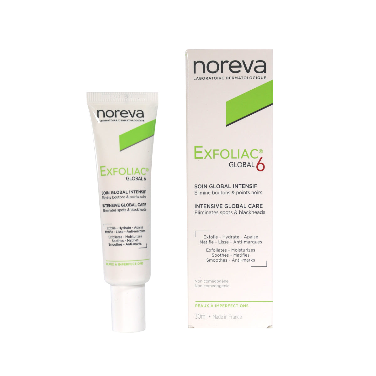 Noreva Exfoliac Global crema, tratamiento anti-imperfecciones 30ml.
