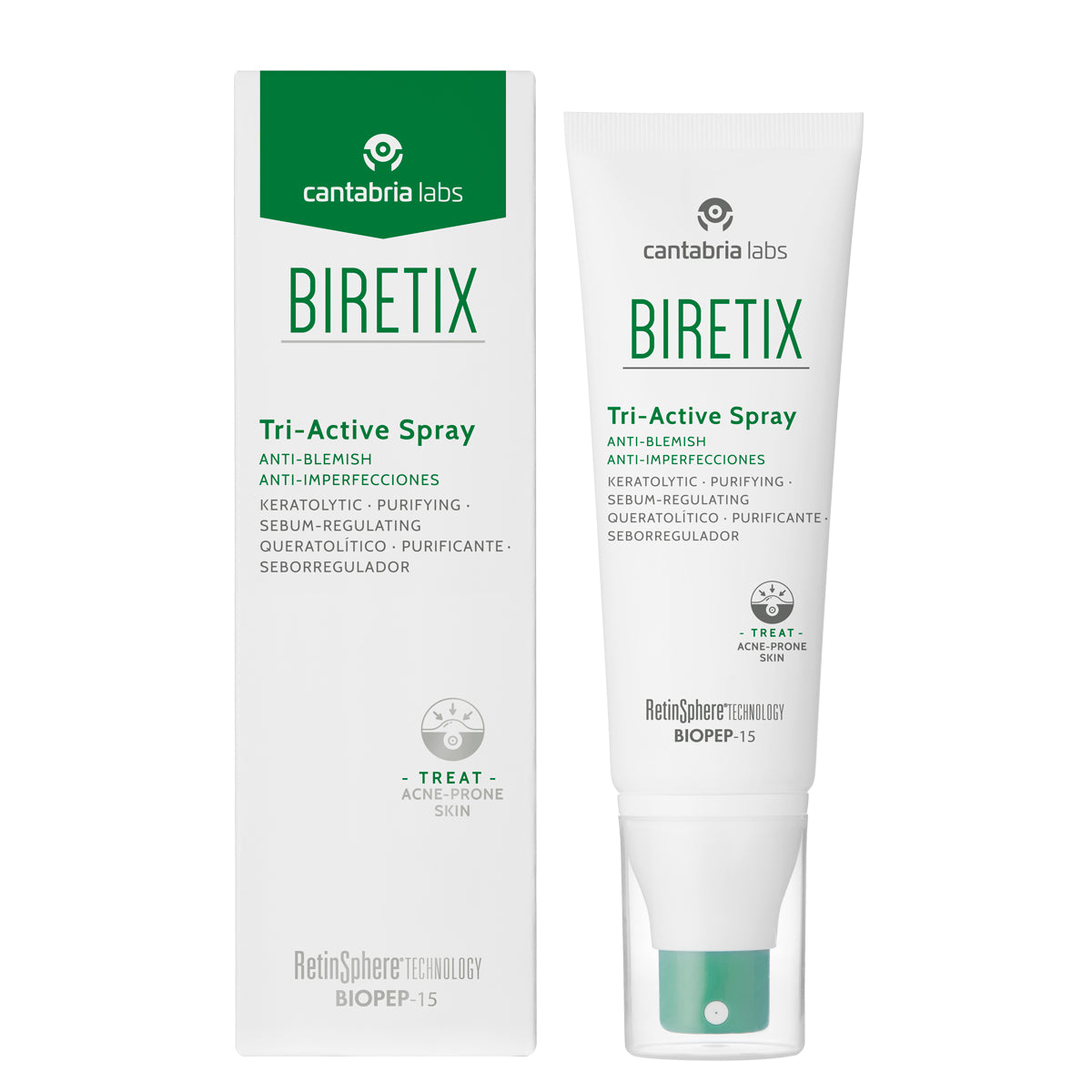 Cantabria Labs Biretix Tri-Active Spray corporal anti-acné 100ml.