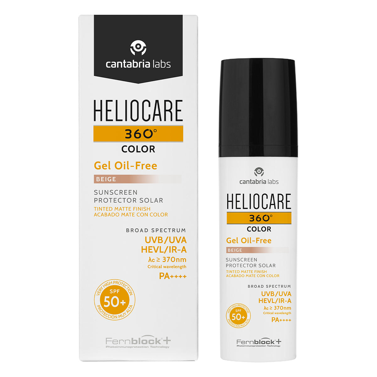 Cantabria Labs Heliocare 360° Oil-Free beige, fotoprotector para piel grasa 50ml.