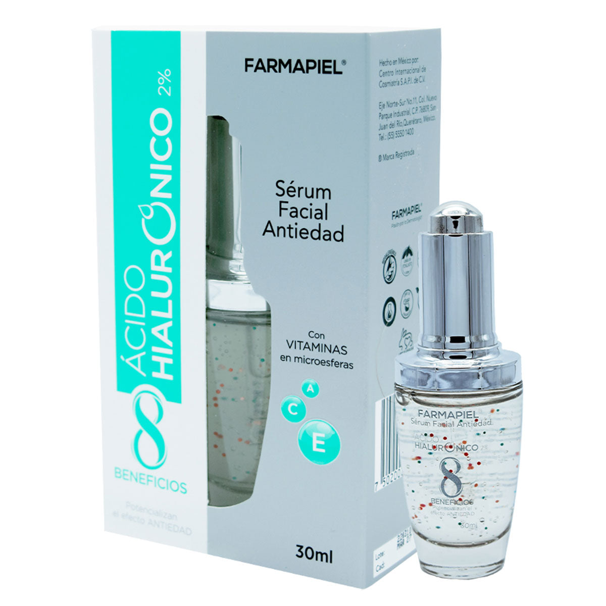 Farmapiel Sérum Facial Ácido Hialurónico,  hidratación profunda que disminuye arrugas y aporta luminosidad 30ml.