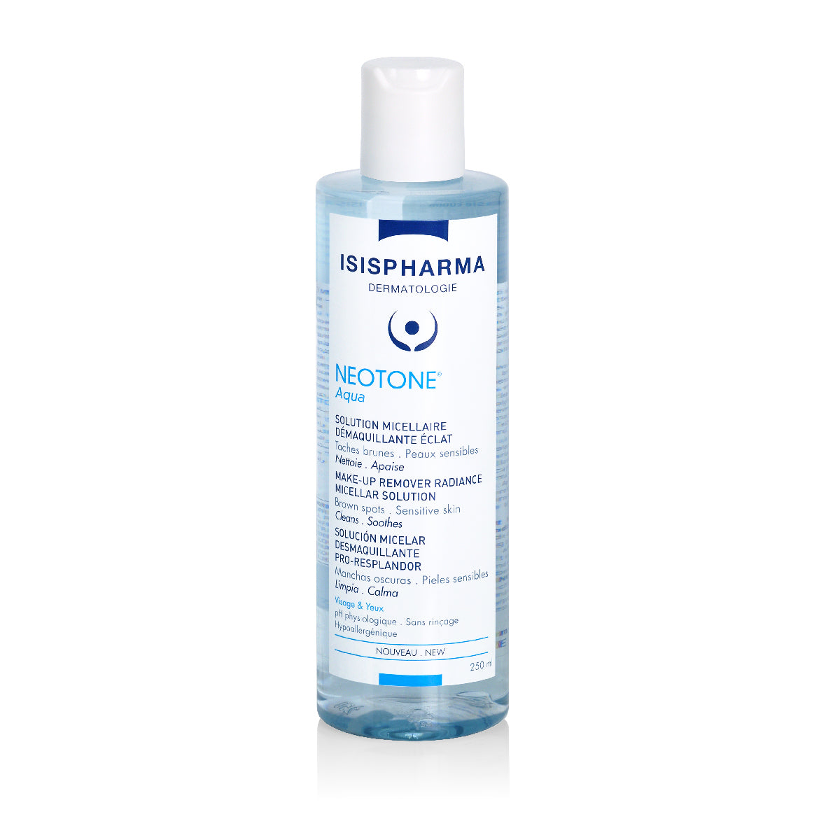 Isispharma  Neotone Aqua Solución Micelar, Desmaquillante para piel sensible y pigmentada, 250ml