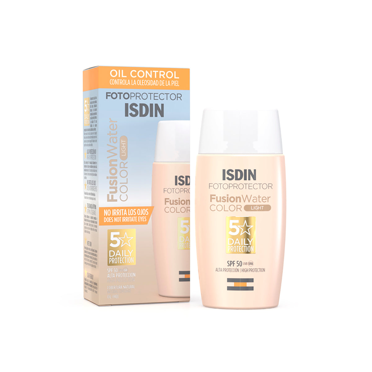 Isdin Fusion Water SPF50+ Color Light, fotoprotector para todo tipo de piel 50ml.
