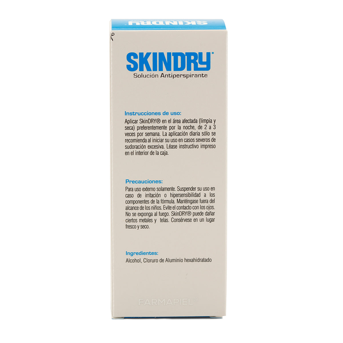 Farmapiel Skindry Solución Antitranspirante, eficaz para sudoración excesiva en pieles normales 35ml.