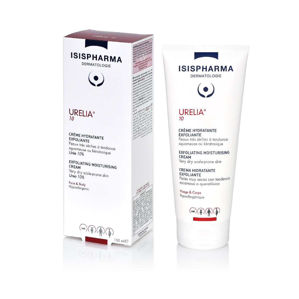 Isispharma  Urelia 10%, Crema hidratante exfoliante para piel escamosa, 150ml